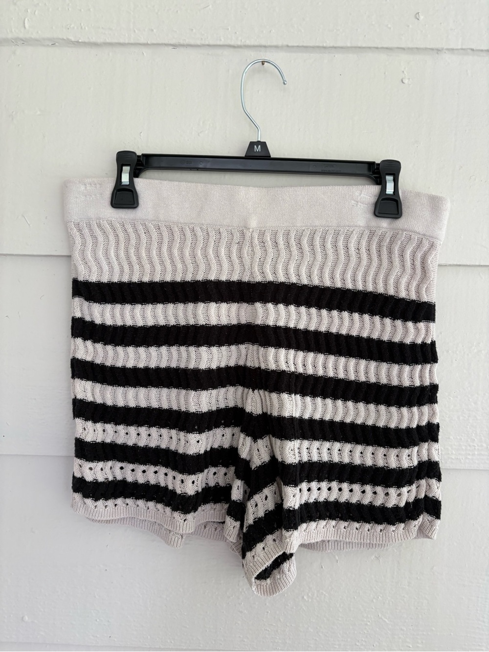 Everlane Organic Cotton Black White Striped Shorts Women's Medium Cottagecore